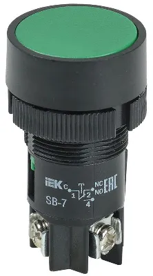 Кнопка SВ-7 "Пуск" d22мм 1НО+1НЗ 240В зел. GENERICA BBT40-SB7-K06