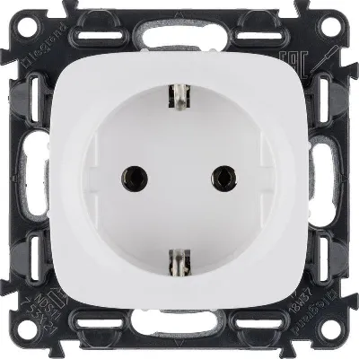 Розетка 1-м СП Valena Allure 16А IP2X 250В 2P+E безвинтов. клеммы с лицев. панелью механизм бел. Leg 753721