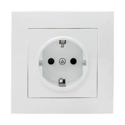 Розетка 1-м СП Валенсия 16А IP20 с заземл. защ. шторки бел. PROxima EKF EWR16-028-10