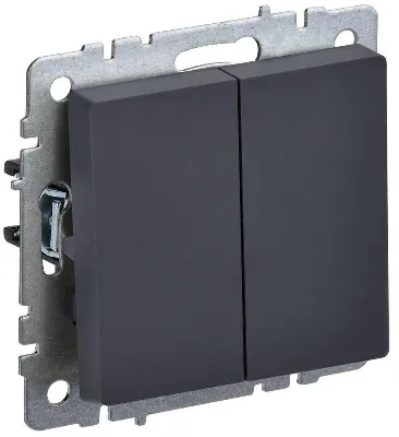 Выключатель проходной 2-кл. СП BRITE ВС10-2-6-БрГ 10А механизм графит IEK BR-V22-0-10-K53