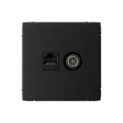 Розетка компьютерная + телевизионная 2-м СП ArtGallery RJ45 кат.5E + TV механизм карбон SE GAL001089