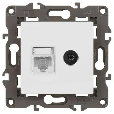 Розетка компьютерная + телевизионная Elegance 14-3110-01М RJ45+TV матов. бел. Эра Б0065767
