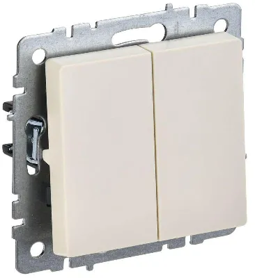 Выключатель 2-кл. СП BRITE ВС10-2-0-БрКр 10А механизм беж. IEK BR-V20-0-10-K10
