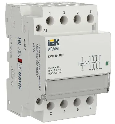 Контактор модульный KMR 40А 230В AC 4НО ARMAT IEK AR-KMR10-040-40-230