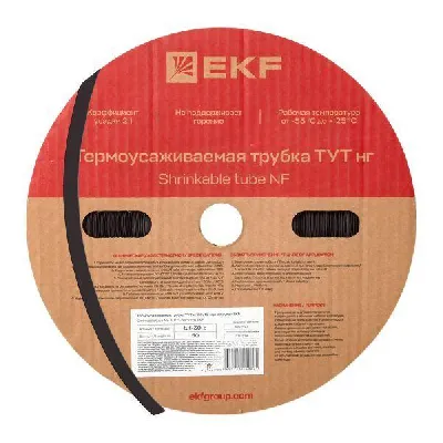 Трубка термоусадочная ТУТ нг 30/15 черн. (уп.50м) EKF tut-30-b