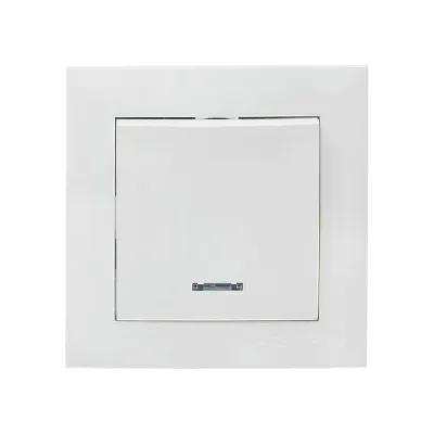 Выключатель 1-кл. СП Валенсия 10А IP20 с индикатором бел. PROxima EKF EWV10-121-10