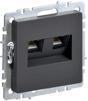Розетка компьютерная 2-м СП BRITE RJ45 кат.5E РК10-2-БрГ механизм графит IEK BR-K20-1-K53