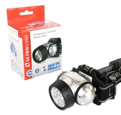 Фонарь налобный LED 5352 14LED 4 режима 3хR03 металлик Ultraflash 10261