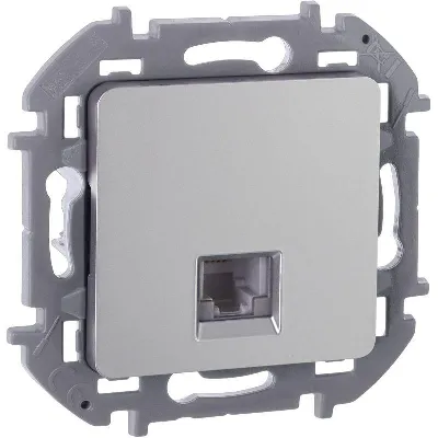 Розетка телефонная Inspiria RJ11 механизм алюм. IEK 673822