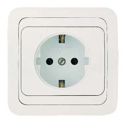 Розетка 1-м СП Mimoza 16А IP20 с заземл. пластик. основ. бел./бел. Makel 12028