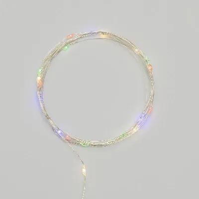 Гирлянда светодиодная "Роса" 2м 20LED мультиколор 0.1Вт IP20 тонкий батарейный блок элементы питания 2хCR2032 (в компл.) Neon-Night 303-009-1