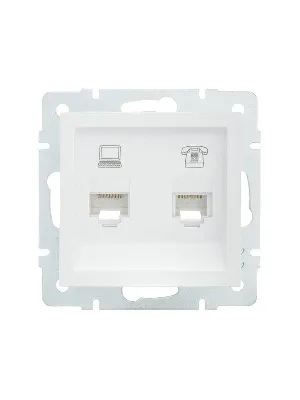 Розетка компьютерная + телефонная 1-м СП Vesna механизм бел. LEZARD 742-0288-143