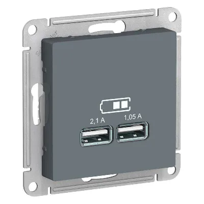 Розетка USB AtlasDesign тип A+A 5В 1х2.1А 2х1.05А механизм грифель SE ATN000733