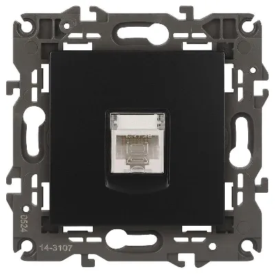 Розетка компьютерная 1-м Elegance 14-3107-05 RJ45 IP20 механизм антрацит Эра Б0034306