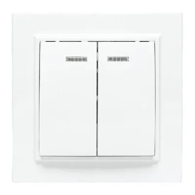 Выключатель 2-кл. СП Минск 10А IP20 с индикатором бел. Basic EKF ERV10-123-10