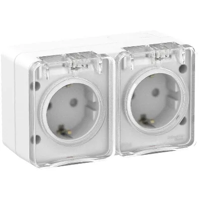 Розетка 2-м ОП AtlasDesign PROFI 16А IP54 заземл. защ. шторки бел. SE ATN540126