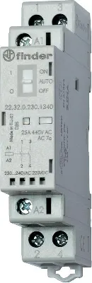 Контактор модульный 2NO 25А AgSnO2 230В AC/DC 17.5мм IP20 опции: мех. индикатор + LED FINDER 223202304320