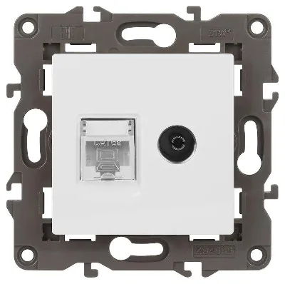 Розетка компьютерная + телевизионная 2-м Elegance 14-3110-01 RJ45 + TV IP20 механизм бел. Эра Б0034314
